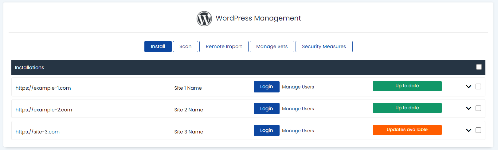 WordPress Manager all Sites - HostWP.io