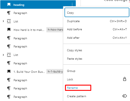 rename block elements