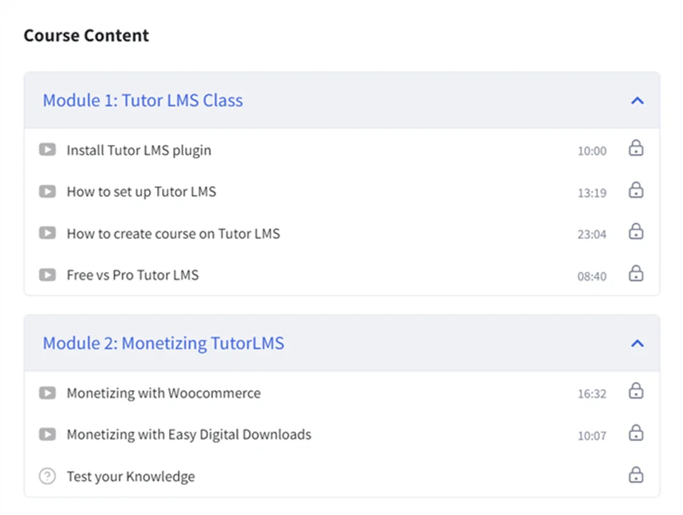 Course Content-Tutor LMS