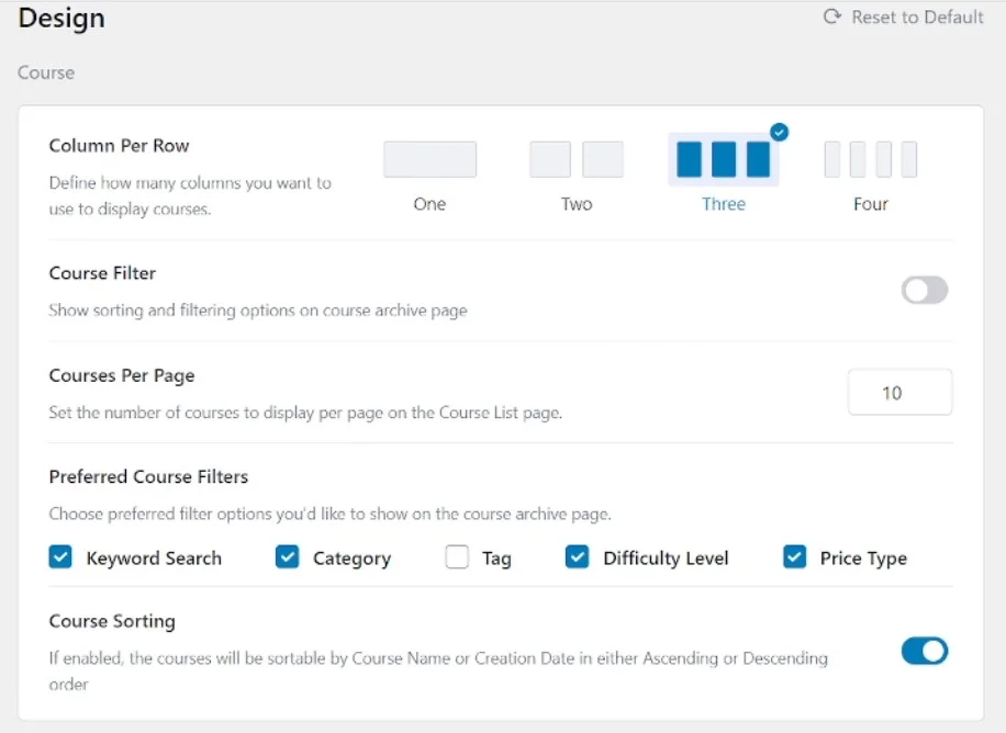 Design Settings-Tutor LMS