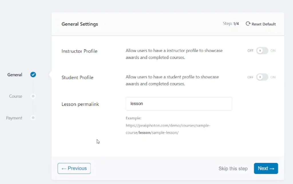 General Settings-Tutor LMS