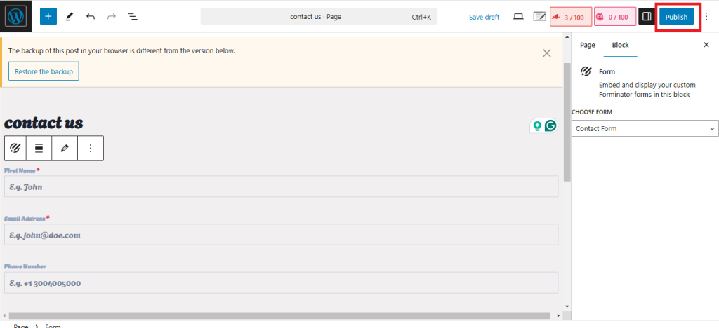 how to add contact us page in manu