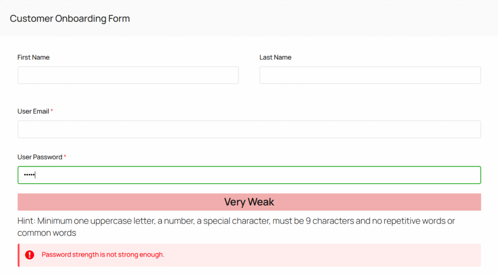 custom on boarding form