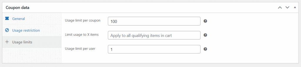 Woocommerce coupon usage limits