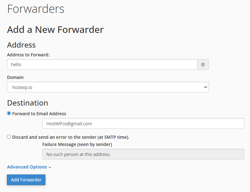 Add an Email Forwarder - cPanel