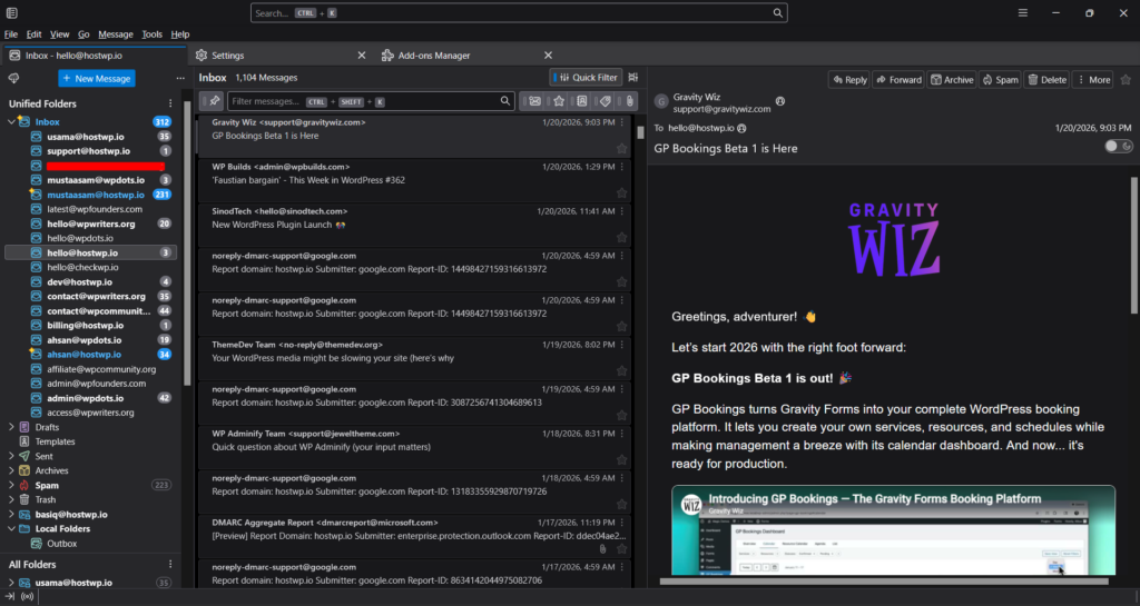 Thunderbird - Mozilla - Email Dashboard