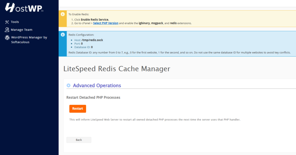 How to Enable Redis Object Cache on HostWP.io 5 restart detached php processes