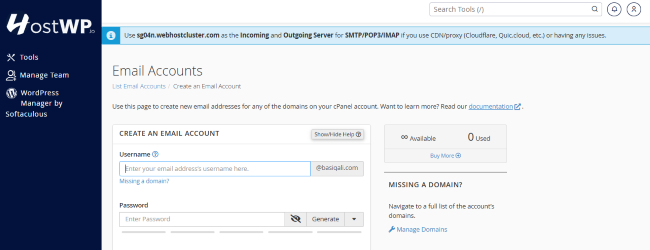 Email Account Creation