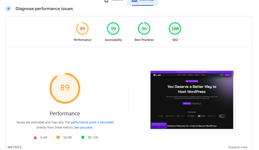 Diagnose performance issues