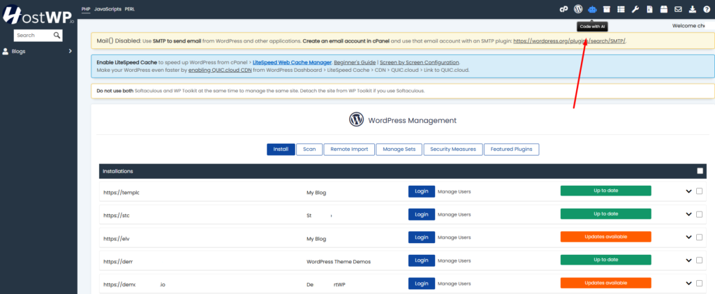 Code with AI - WordPress Manager