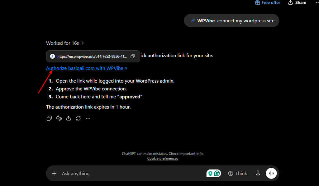 Connecting MCP to WordPress: A Step-by-Step Guide Using WPVibe 6 connect your site