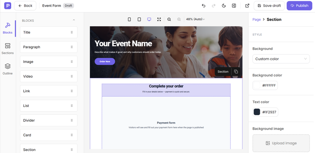 How to Sell Event Tickets Online: A Complete Guide for Event Organizers 13 event page builder