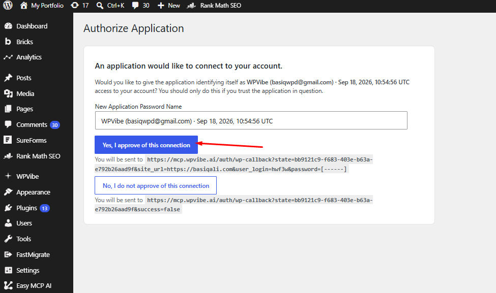 Connecting MCP to WordPress: A Step-by-Step Guide Using WPVibe 7 final approval