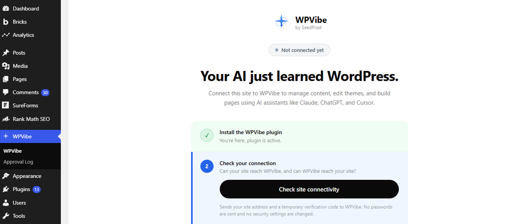 Connecting MCP to WordPress: A Step-by-Step Guide Using WPVibe 2 open wpvibe